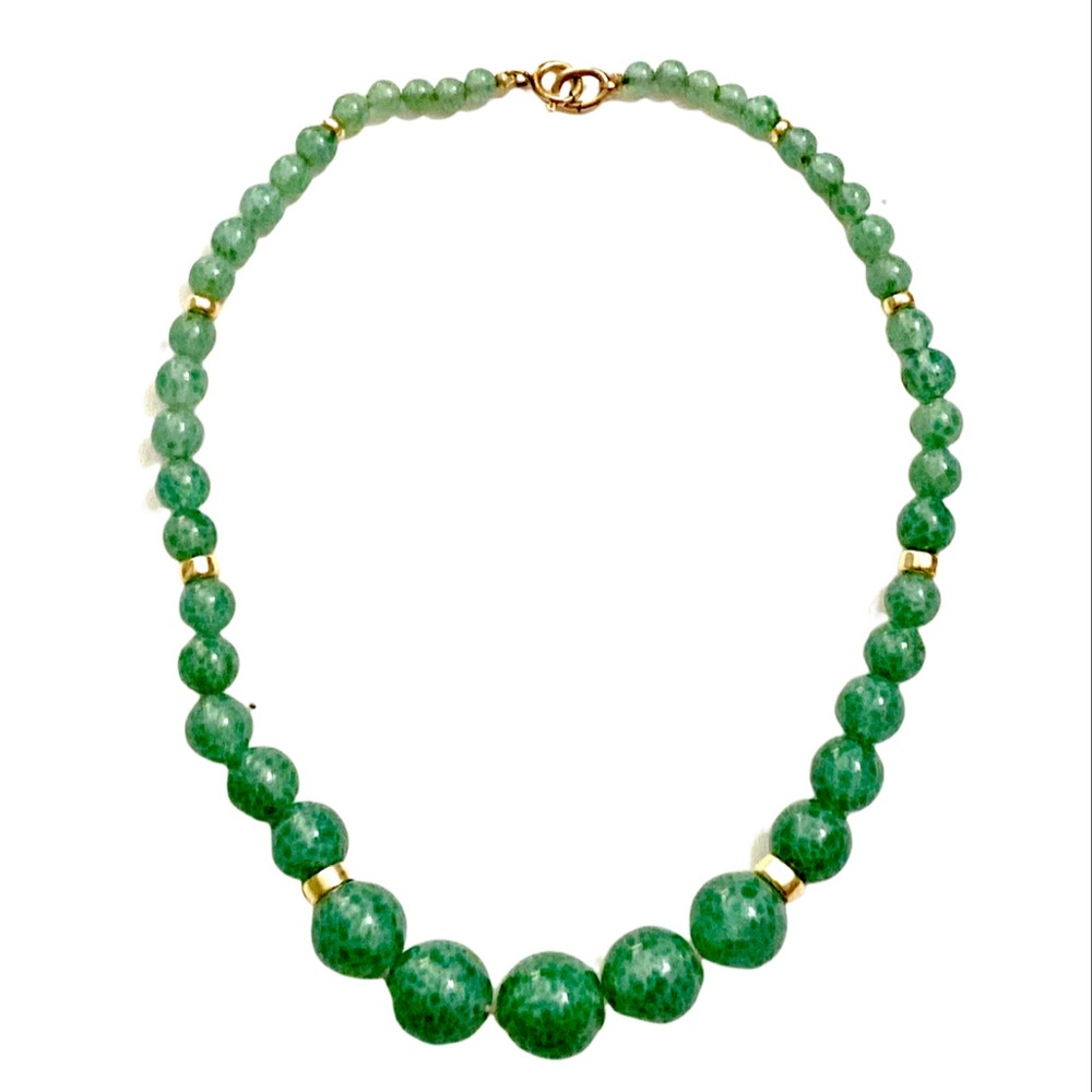 Antique PEKING GLASS beaded necklace Art Deco